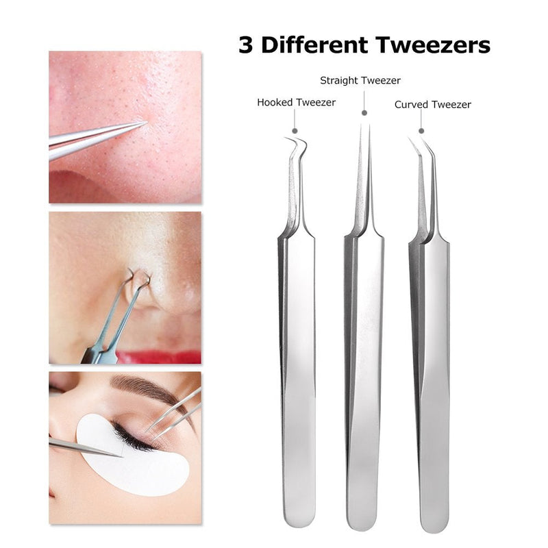 [Australia] - Pinkiou Blackhead Removers Comedone Pimple Removal Extractors Acne Blemish Needles Tool Kit Nose Face Skincare, 8-in-1 with Metal Case 