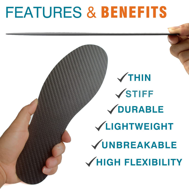 [Australia] - Carbon Fiber Insole, Rigid Insert for Foot Arthritis, Mortons Toe, Turf Toe, Hallux Limitus, Hallux Rigidus, 1 Piece 27.5cm(Fit Women's Size 12, Men's 11) 27.5cm,Fit Women's Size 12, Men's 11 