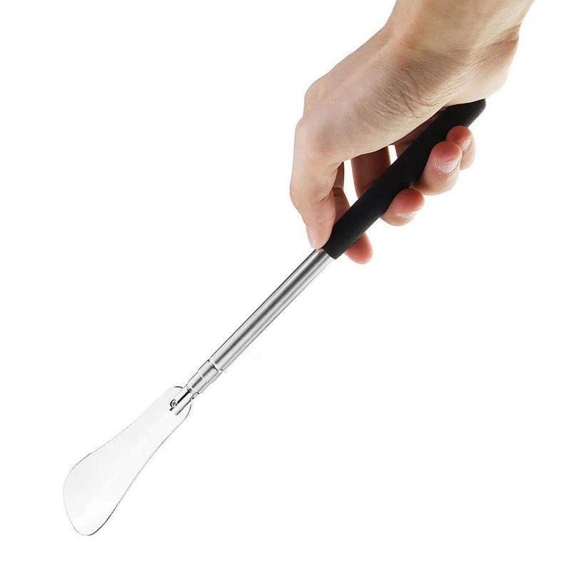 [Australia] - Extendable Shoe Horn Stainless Steel Retractable Shoe Spoon Non Slip Handle Rustproof Durable for Elders Practical Flexible Shoe Horn Pull Accessories Lifter Adjustable Length(1pcs) 