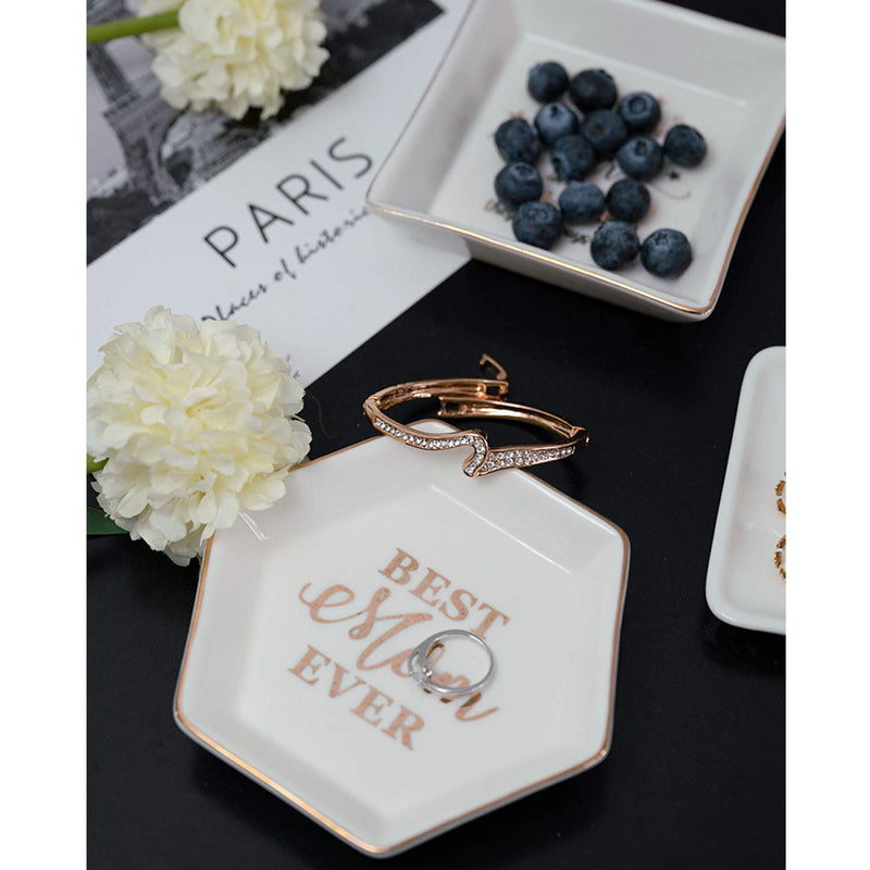 [Australia] - MJartoria Ceramic Jewelry Dish Tray, Square Ring Tray for Jewelry, Trinket Tray with Lettered Jewelry Dish Holder Decor Gifts for Her (She Believed She Could So She Did) White-believe 