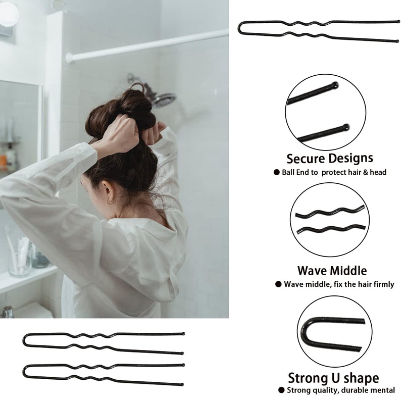 [Australia] - 200PCS Hair Pins for Buns,Black Hair Grips U Shape Bobby Pins, Bun Clips for Long Hair Thick Hair, Hair Accessories for Women Bun Maker for Wedding, Bride,Hairdressing, with Storage Box (Black) Black 