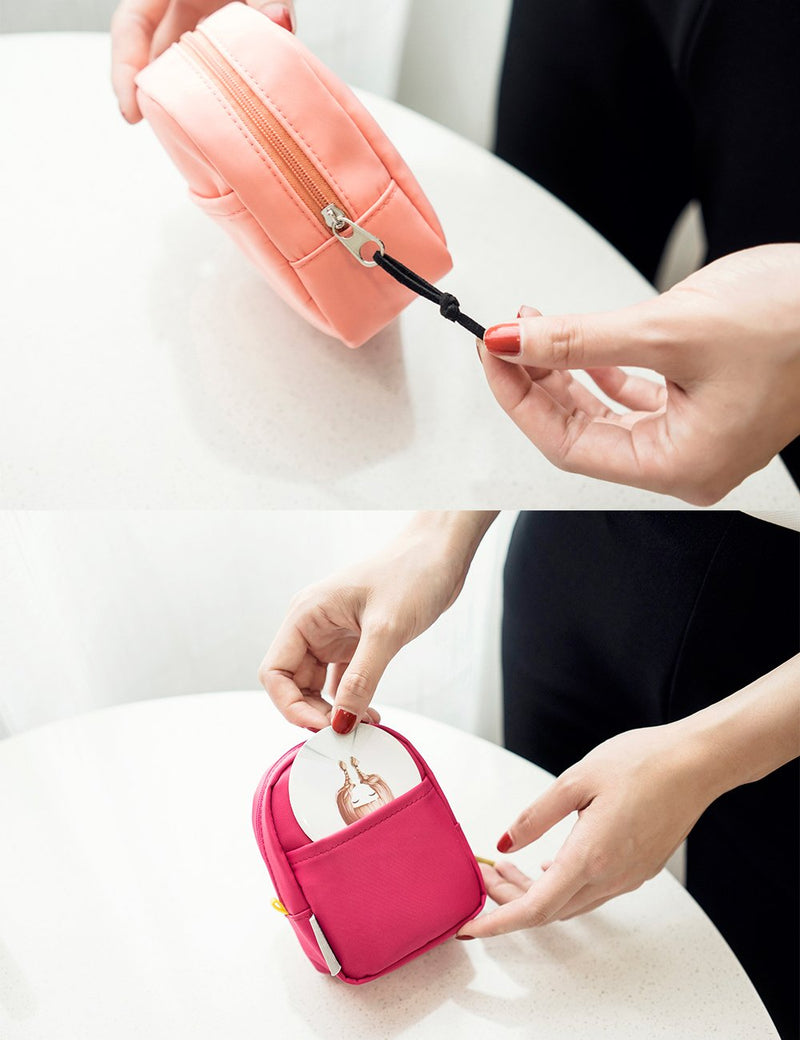 [Australia] - iSuperb Mini Portable Cosmetic Bag Waterproof Storage Bag Small Carrying Case Rose 