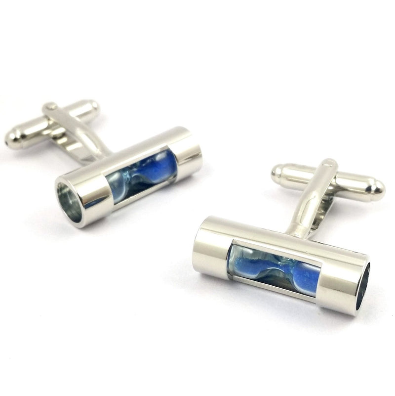 [Australia] - LBFEEL Real Hourglass Cufflinks for Men in 3 Colors with a Gift Box Blue 