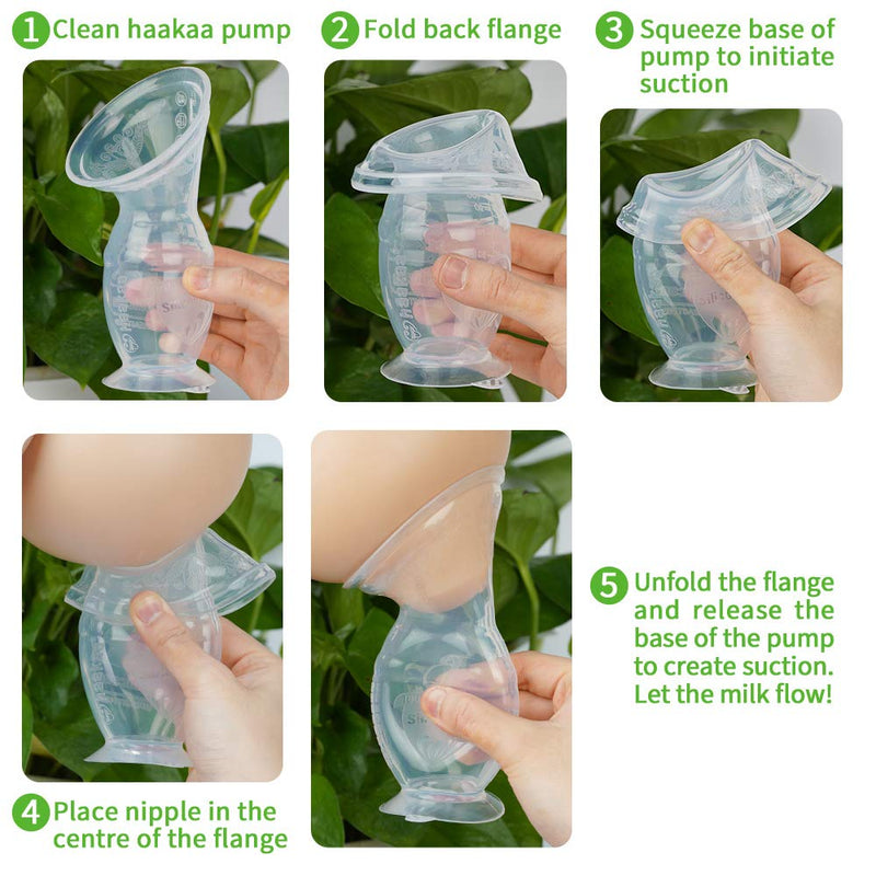 [Australia] - haakaa Manual Breast Pump with Suction Base and Silicone lid Set 4oz/100ml 1 Count (Pack of 1) 