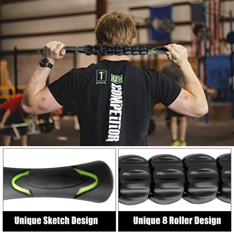 [Australia] - CHAOCHI Muscle Roller Stick, Deep Tissue and Trigger Point Massage Stick Post for Workout Recovery, Relieve Leg/Thighs Cramps, Back Soreness, Arms Pain, Promotes Circulation Black 