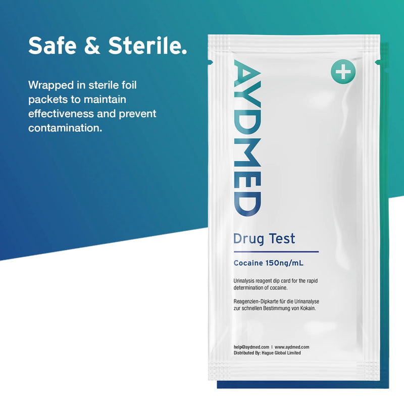 [Australia] - 10 x Aydmed Professional Cocaine Rapid Drug Test Dip Cards | Urine Drug Tests | 150ng/mL Cut-Off Level | Test for Cocaine, Coke, Crack 