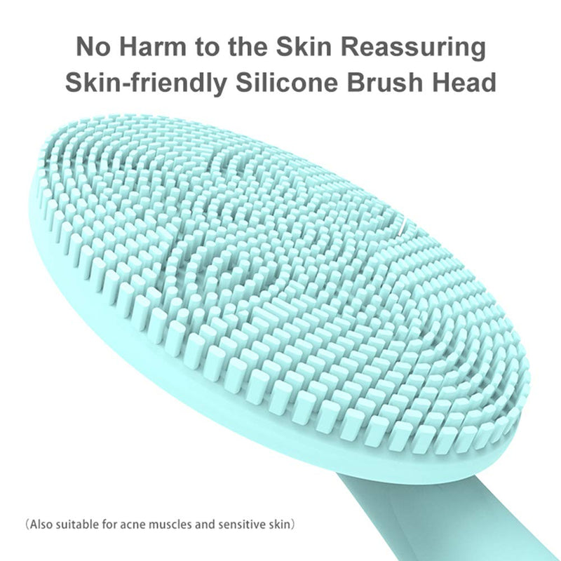 [Australia] - Lyrzzey Sonic Facial Cleansing Brush Waterproof Electric Face Body Scrubber Rechargeable Silicone Brush Gentle Exfoliating, Massaging Portable 5 Modes Blue 