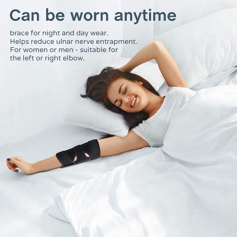 [Australia] - Elbow Brace, Elbow Support, Night Elbow Sleep Support, with 2 Removable Metal Splints, for Sprained Elbows, Tendonitis, Arthritis, Elbow Immobilized, Sports Injury Recovery 