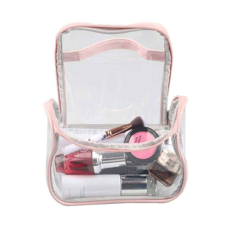 [Australia] - Heavy Duty Clear Cosmetic Bag Waterproof Transparent Travel Makeup Toiletry Organizer Bag (Pink) Pink 