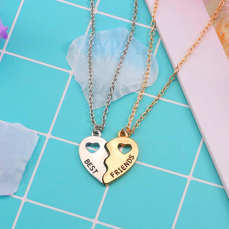 [Australia] - SIVITE Best Friends Necklace 2 Pieces Gold & Silver Split Heart Pendant Necklace BFF Friendship Necklace 
