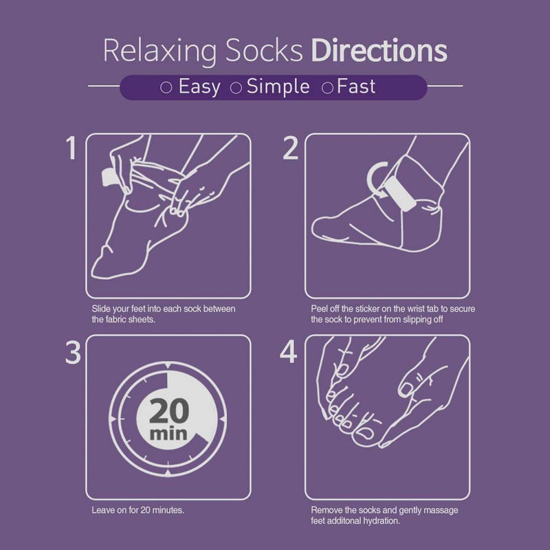 [Australia] - Epielle Relaxing Foot Masks (Socks 6pk) for Foot Heel to Toe and Callus Melatonin + Lavender Extract Deep Moisturizing 100% Vegan & Cruelty-Free, Beauty Gifts | Skincare Gifts | Skincare Party Favors Socks 6pk 