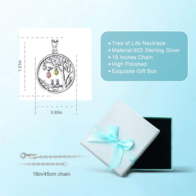 [Australia] - LOOVE Tree of Life Necklace Sterling Silver Family Tree Choker Heart Pendant Dainty Jewelry with 18 Inches Chain, Memorial Gifts for Women Girls Couples Mom WIfe Baby Child 