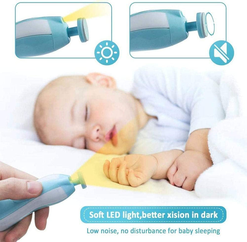 [Australia] - Electric Nail File Drill for Baby No Sharp Claws Hurt, 6 in 1 Safety Cutter Trimmer Clipper for Toes and Fingers (Blue) 