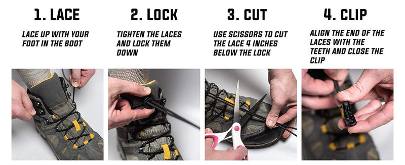 [Australia] - LOCK LACES for Boots (1 Pair) Premium Heavy Duty Elastic No Tie Boot Laces for Boots and Shoes Black 