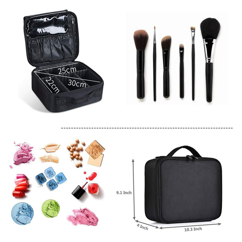 [Australia] - BEIKOTT Makeup Train Case, Makeup Organizer, Portable Artist Storage Bag with Adjustable Dividers for Cosmetics, Makeup Brushes & Toiletry Jewelry Accessories, Black 