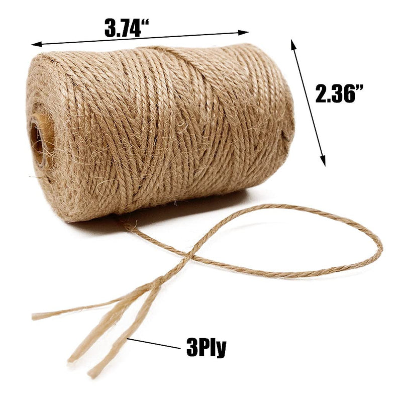 [Australia] - Leecogo Natural Jute Twine 328 Feet 2mm 3Ply Heavy Duty Jute Rope String Perfect for Arts Crafts Mason Jars Gifts Present Wedding Decorations Home Gardening Industrial Packing Materials Natural Brown 0.08inch/2mm 