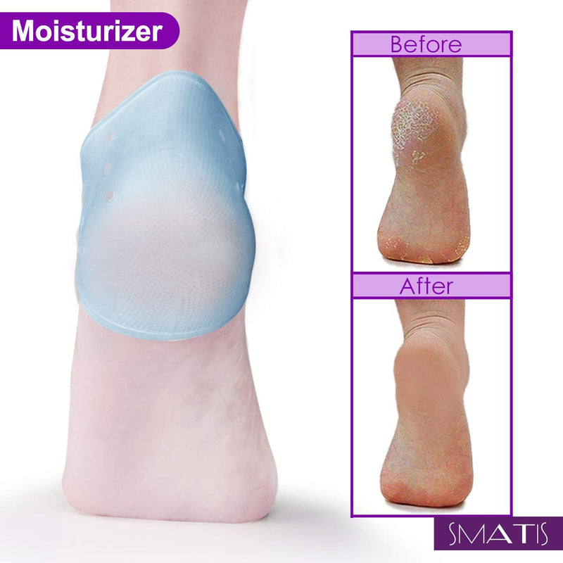 [Australia] - SMATIS Heel Sleeves, 2PCS Heel Cushion Gel Heel Protector for Plantar Fasciitis Achilles Tendonitis Bone Spur Aching Feet Relieve Pain light blue 2PCS 