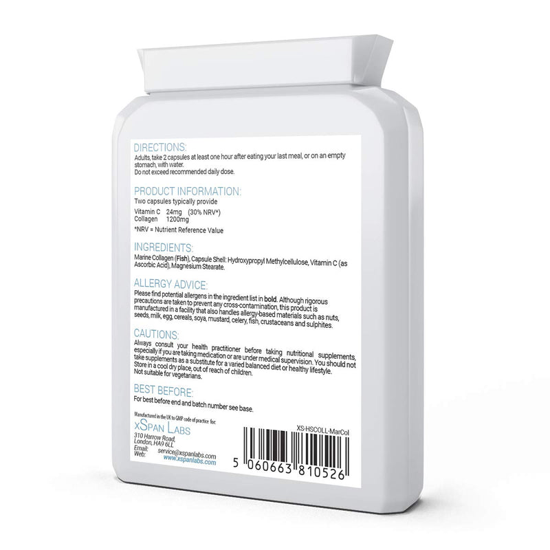 [Australia] - Marine Collagen 600mg 60 Capsules - Highly Bioavailable Naticol� Type 1 Produced by enzymatic hydrolysis ensuring The Highest Levels of oligopeptides with Maximum Purity 