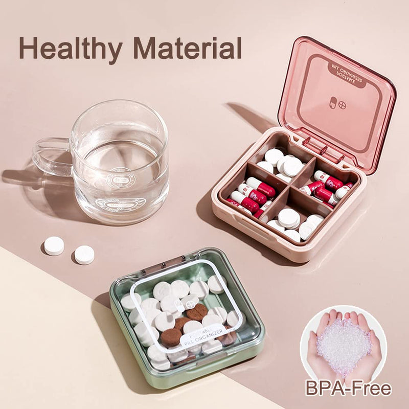 [Australia] - Small Pill Box, BPA Free Pill Case with 4 Large Compartmensts to Hold Vitamins, Moistureproof Portable Pill Box Organiser for Travel (Light Green) Light Green 