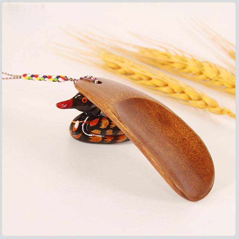 [Australia] - Natural Wooden Shoe Horn with Hanging Strap Spoon Shoes Horn for Men Women Kids 