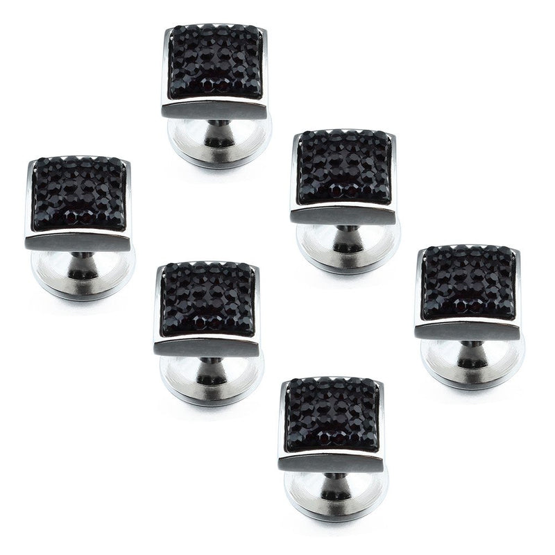 [Australia] - HAWSON Gentlemen's Cufflink for Men with 4/6 pcs Shirt Studs Set, Cuff Links with Tuxedo Shirt Studs for Weddling, Party Black + Cufflinks with 6 pcs Studs 