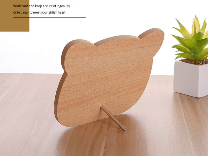 [Australia] - Cute Table Mirror with Stand for Makeup Decorative Vintage Wood Personal Vanity Cosmetic Wooden Tabtop Mirror Home Decoration for Women Girls (Bear) Bear 