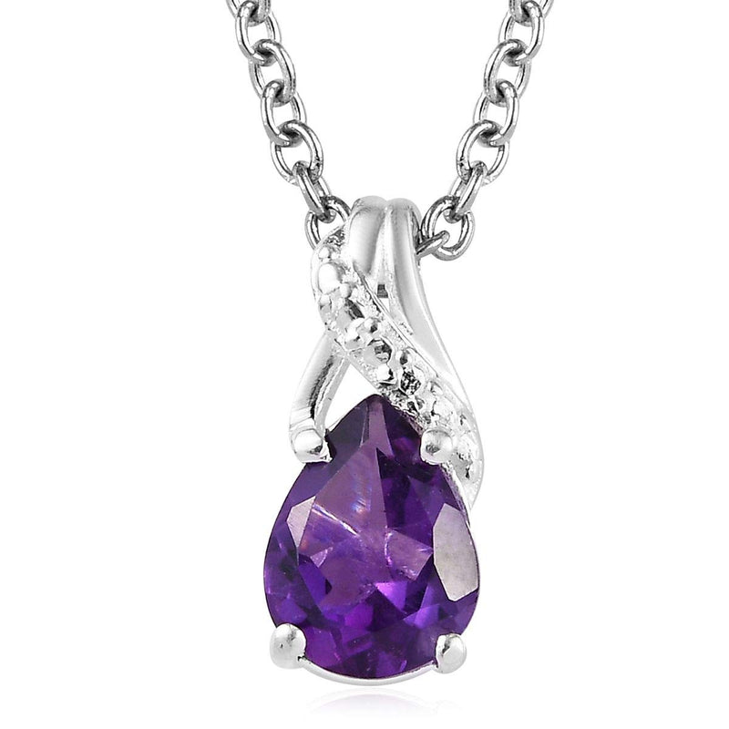 [Australia] - Shop LC Delivering Joy 925 Sterling Silver Dangle Drop Earrings Chain Pendant Necklace Jewelry Set for Women 20''(Amethyst/Garnet/Citrine/Topaz/Tourmaline) Amethyst 
