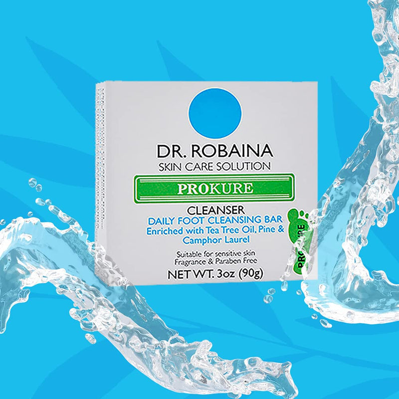 [Australia] - Dr. Robaina Skin Care Solution PROKURE Cleanser Daily Foot and Hand Cleansing Bar for People Prone to Nail Fungus, Athlete’s Foot and Other Foot and Hand Dermatitis 3 oz (90g) 