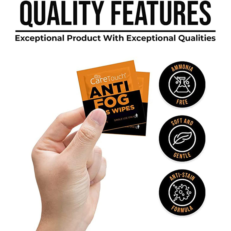 [Australia] - Care Touch Anti Fog Wipes for Glasses, 100 Individually Wrapped Antifog Lens Wipes Anti-Fog 