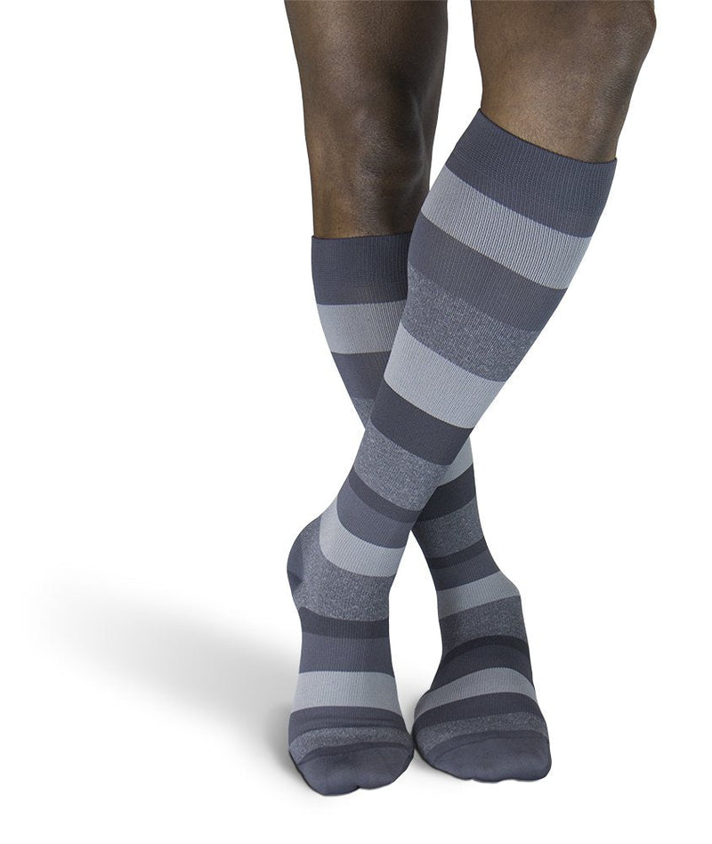 [Australia] - SIGVARIS Men’s Microfiber Patterns 183 Calf High Compression Socks 15-20mmHg 9 - 11 Graphite Argyle 
