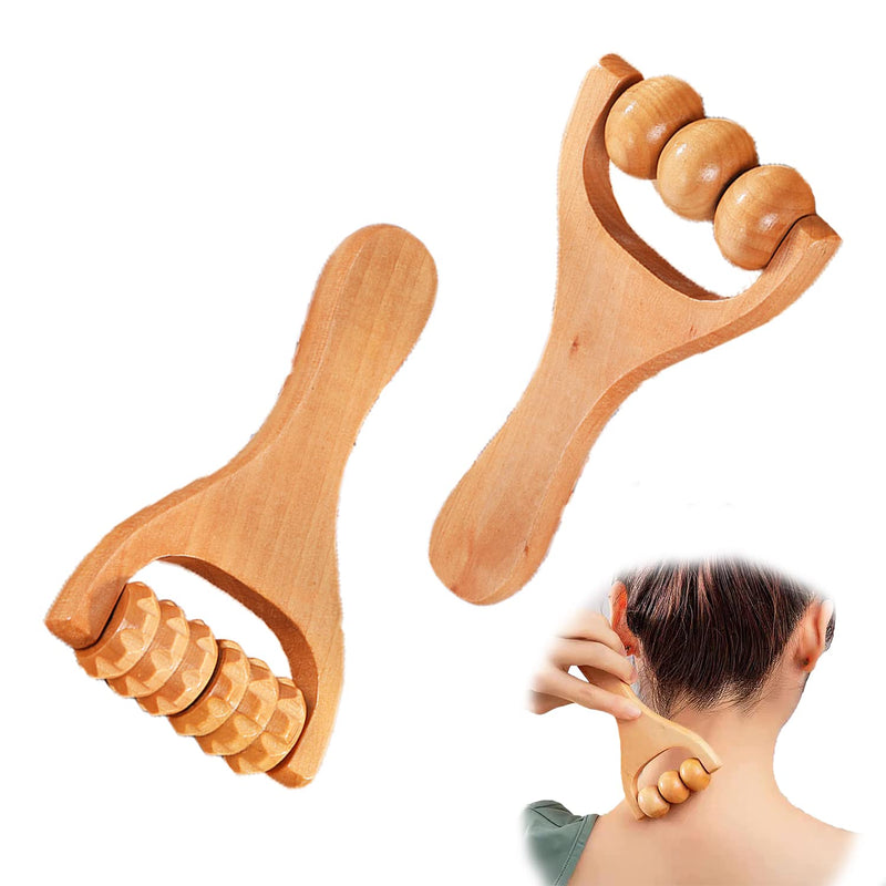 [Australia] - 2 PCS Wooden Hand Roller Massager,Roller Muscle Massage,Wood Massage Tools,Self Massage Waist Thigh, Leg, Hands Full Body,Muscle Release and Soft Tissue Massage 