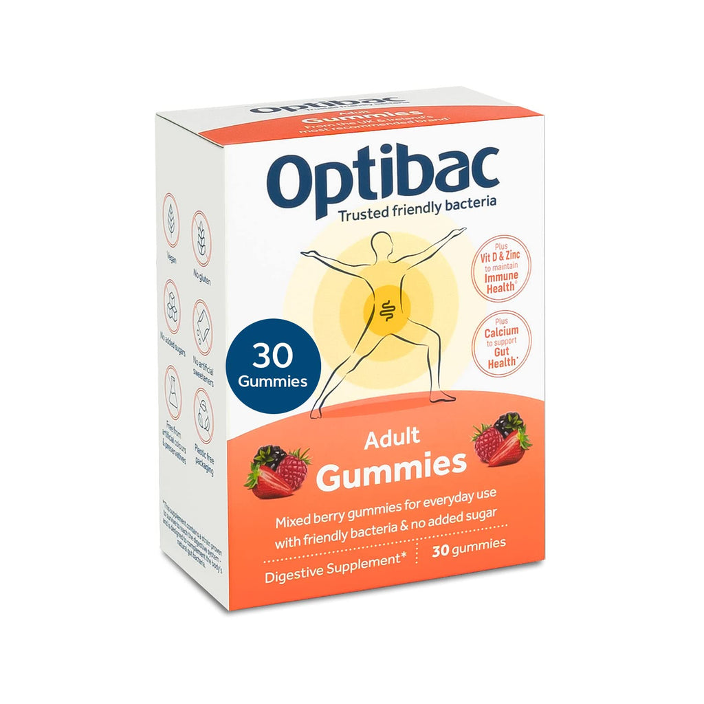 [Australia] - Optibac Probiotics Adult Gummies - Vegan Digestive Probiotic Supplement with Vitamin D, Zinc & Calcium for Immune Support & Gut Health - 5 Billion Bacterial Cultures - 30 Gummies 
