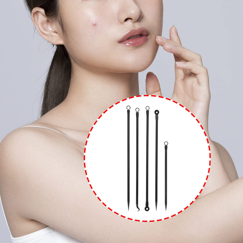 [Australia] - ONLYKXY Black Metal 5pcs/Set Acne Needle Tool Kit Pimples and Blackheads Remover Stainless Steel Set for Face Skin Care (on10057) 