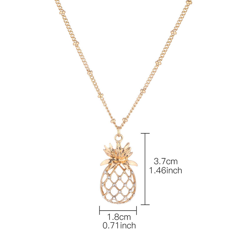 [Australia] - Lux Accessories Gold Tone Cutout Tropical Fruit Pineapple Pendant Necklace 