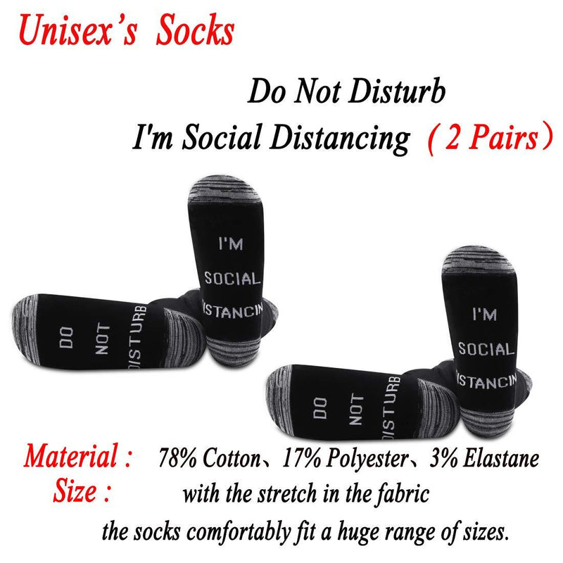 [Australia] - PYOUL 2 Pairs Quarantine socks Social Distancing Gift Do Not Disturb I'm Social Distancing Socks 