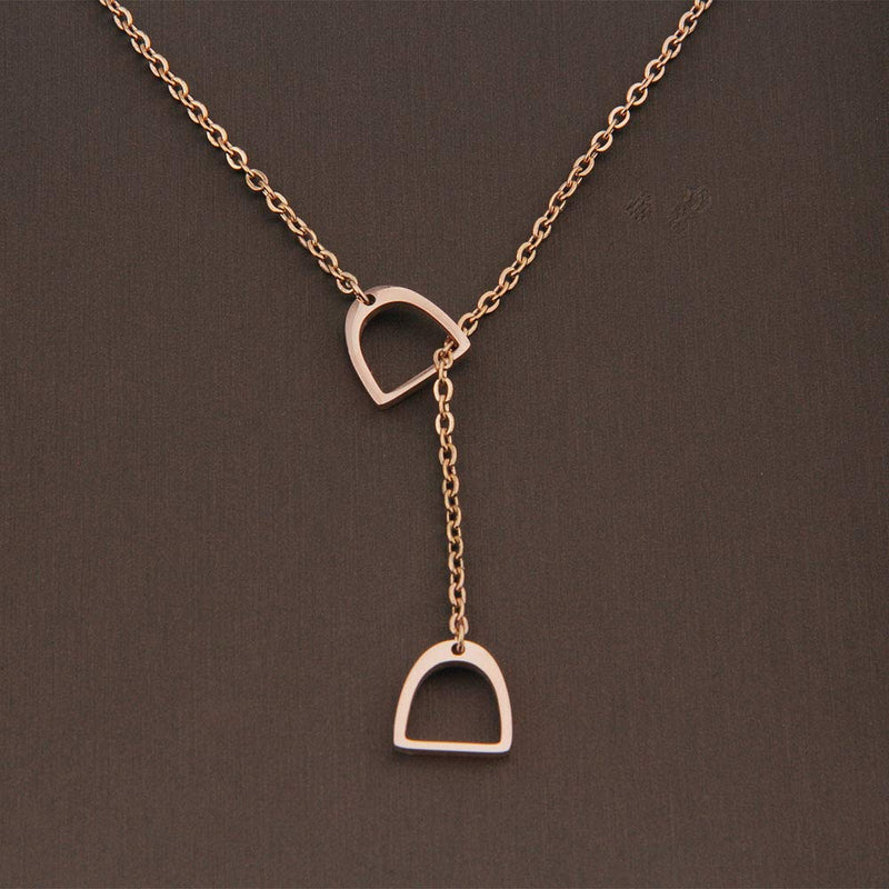 [Australia] - Gzrlyf Double Stirrup Lariat Y Necklace Horse Stirrup Necklace Gift for Women Girls RG Necklace 