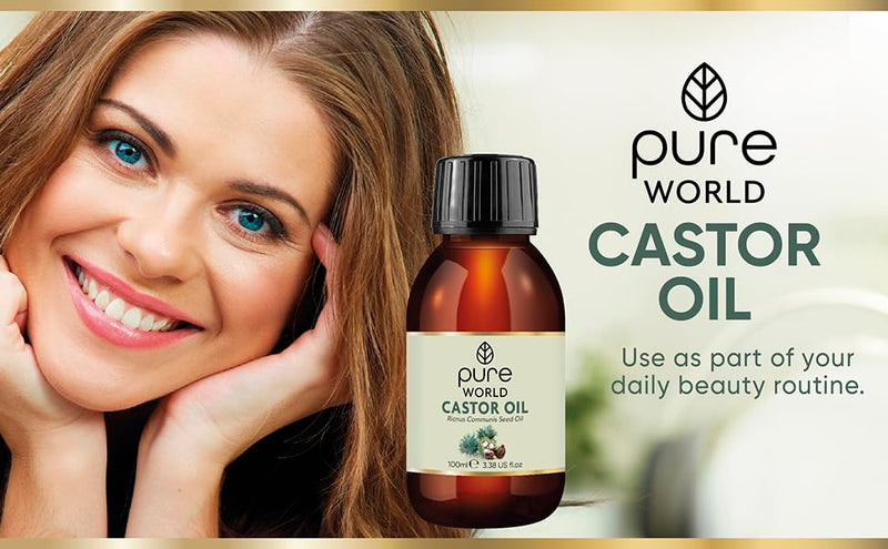 [Australia] - Pure World Castor Oil 100ML. Cold Pressed 100% Pure and Natural Hexane Free Eyebrows, Nails, Beard, Hair, Eyelash Growth Cruelty Free 