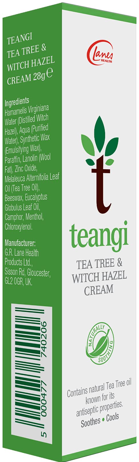 [Australia] - Teangi Tea Tree and Witch Hazel Cream, Soothing and Calming Treatment for Irritated Sensitive Skin with 100% Natural Ingredients, 28g 