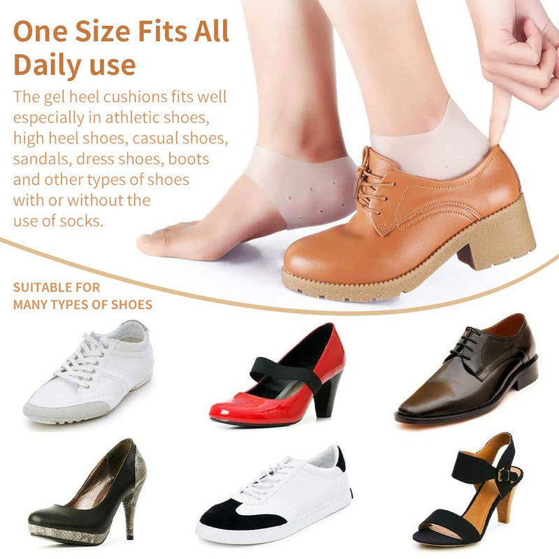 [Australia] - Gel Heel Protectors,3 Pairs of Heel Protector Pads for Men and Women, Breathable Silicone Heel Cushion Cups Heel Spur Relief Foot Sleeve for Heel Pain White 