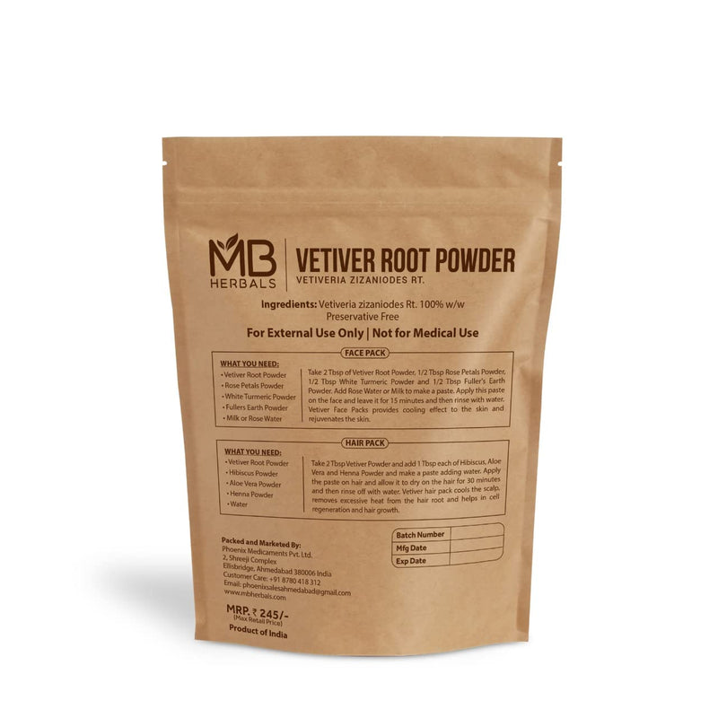 [Australia] - MB Herbals Vetiver Powder 100 Gram (3.5 oz) | Khus Powder | Vetiveria Zizanioides Root Powder 