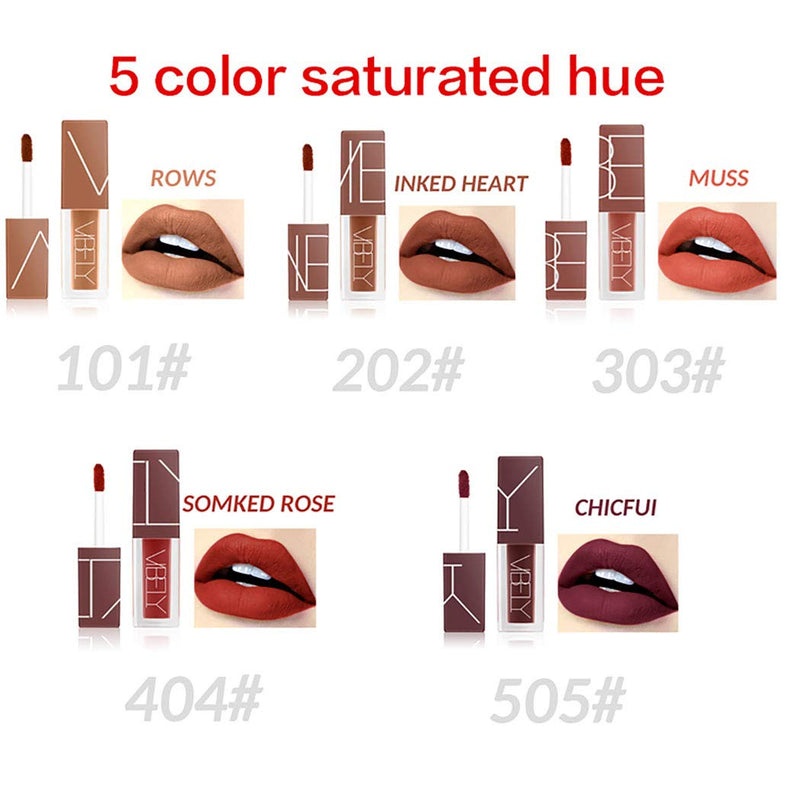 [Australia] - Kisshine Matte Liquid Lipsticks Set 5 Color Daily Long Lasting Non Fading Lipsgloss Set Lips Cosmetics Makeup Gift for Women and Girls (6-Red) 6-Red 