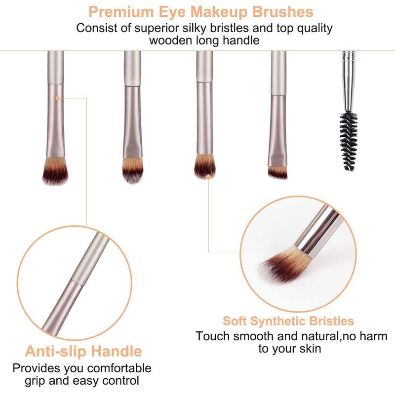 [Australia] - KELYDI Eye Makeup Brushes Set, 5pcs Make-up Brush Beauty Tools for Eye Shadow Eyebrow Eyelash Mixed Foundation Concealer 