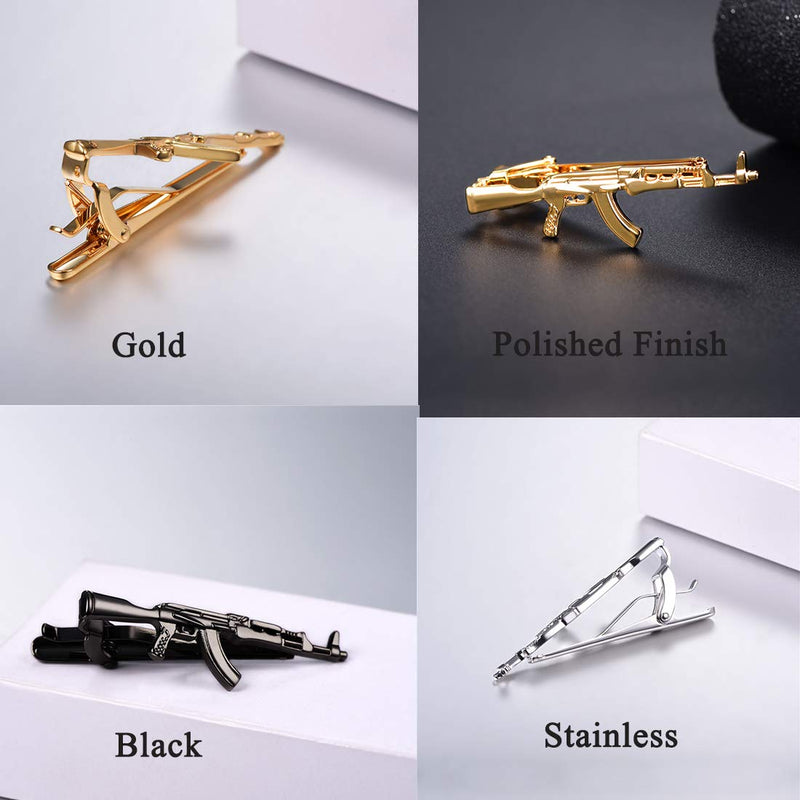 [Australia] - U7 Men Tie Clips for Wedding Anniversary Tie Clip Cufflinks Platinum/Black/Gold/Rose Gold Regular Tie Bar 1-6 Pcs,Customizable D.3Pcs Set 