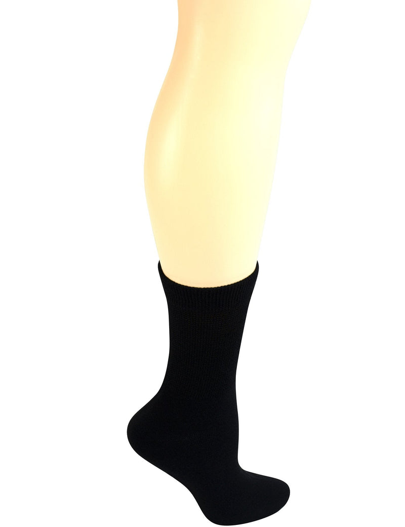 [Australia] - Yomandamor Women's 5 Pairs Seamless Bamboo Dress/Diabetic Crew Socks with Non-Binding Top, L size 9-11 5 Pairs Black 