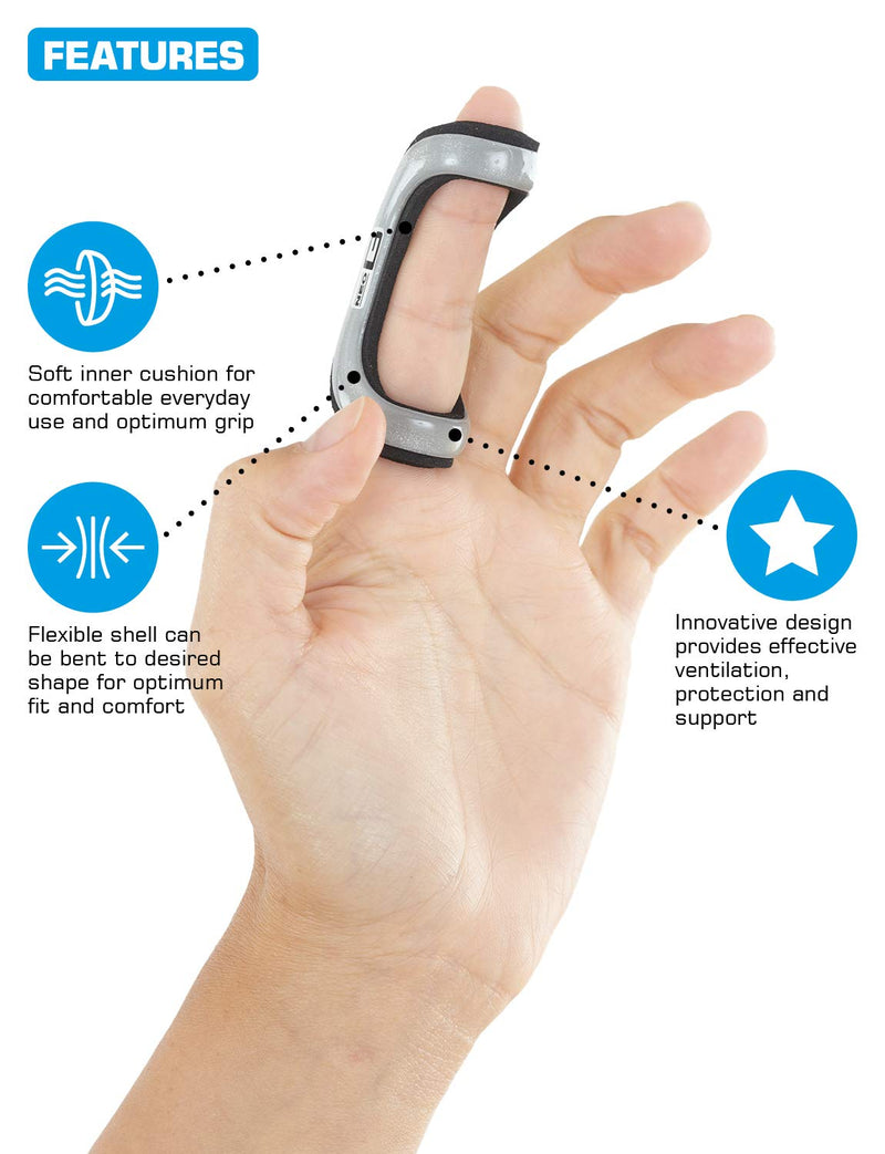 [Australia] - Neo G Finger Splint, Easy-Fit - Support for Trigger Finger, Mallet Finger, Baseball Finger, Strain, Sprains, Broken Fingers, Basketball - Patented Design - Class 1 Medical Device - Medium - Grey - 6cm/2.4in Medium: 6 cm // 2.4 in 