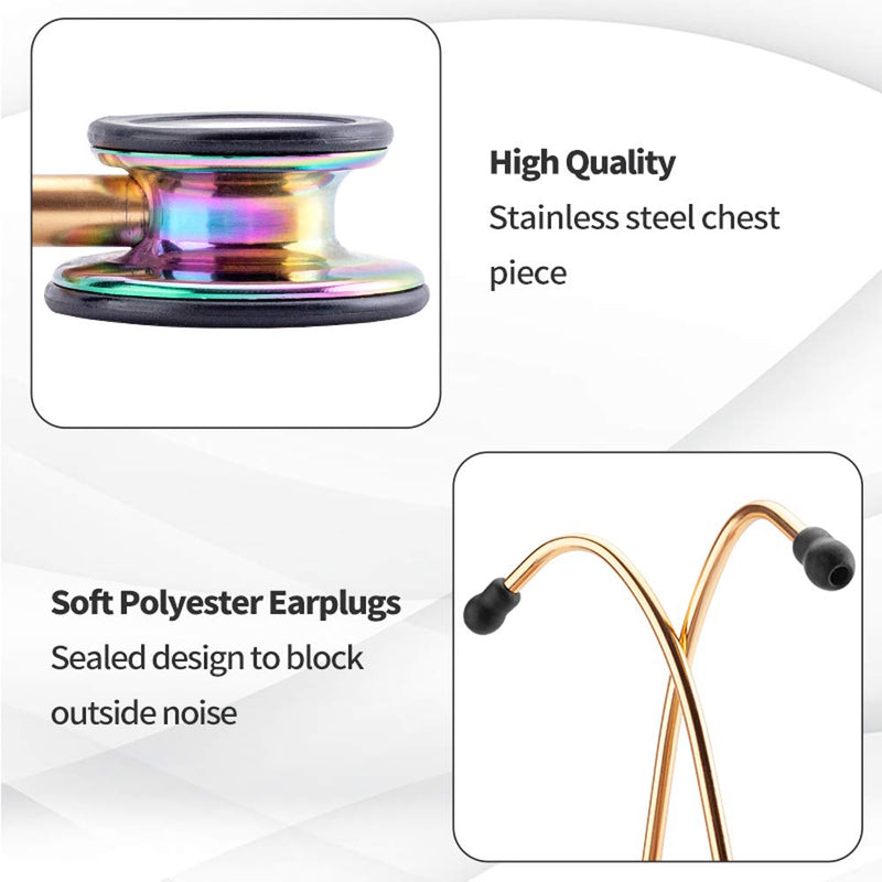 [Australia] - Stethoscope,Scienlodic Double Head Stethoscope with Ear Tips Professional Dual Head Home Clinical Use Customized Gold-Plated High-end rainbow 