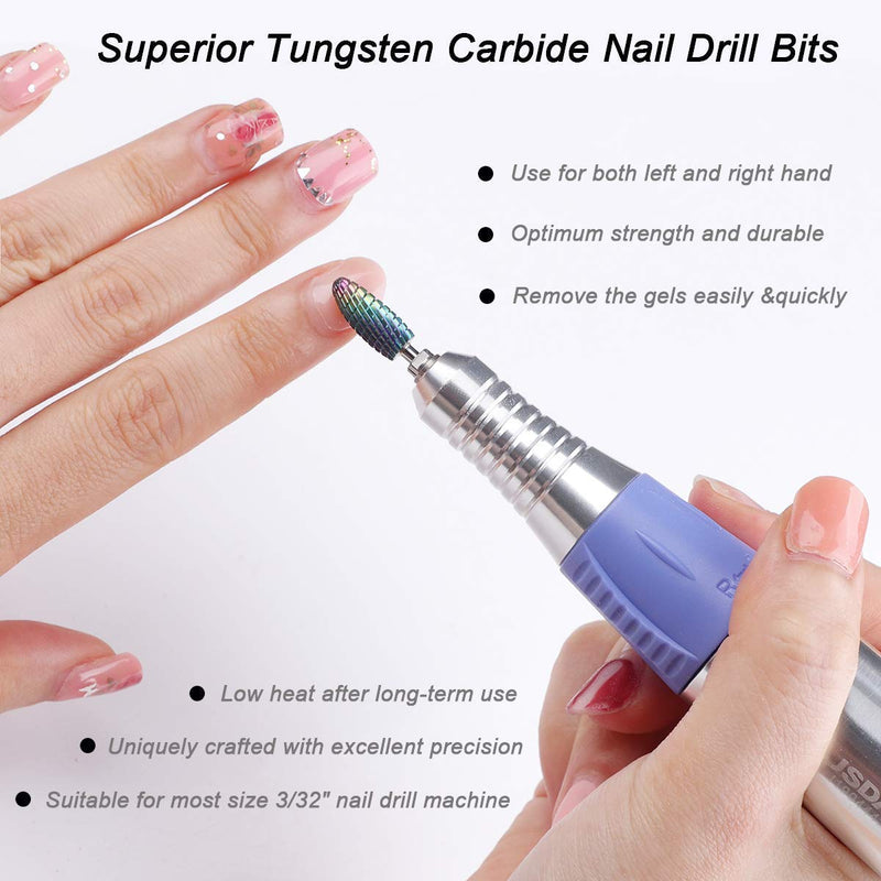 [Australia] - Makartt Nail Drill Bits Set, 10Pcs Tungsten Carbide Nail Drill Bits Remove Acrylic Poly Nail Gel Nail Polish B-36, 3/32 inch for Acrylic Gel Nails Cuticle Manicure Pedicure 