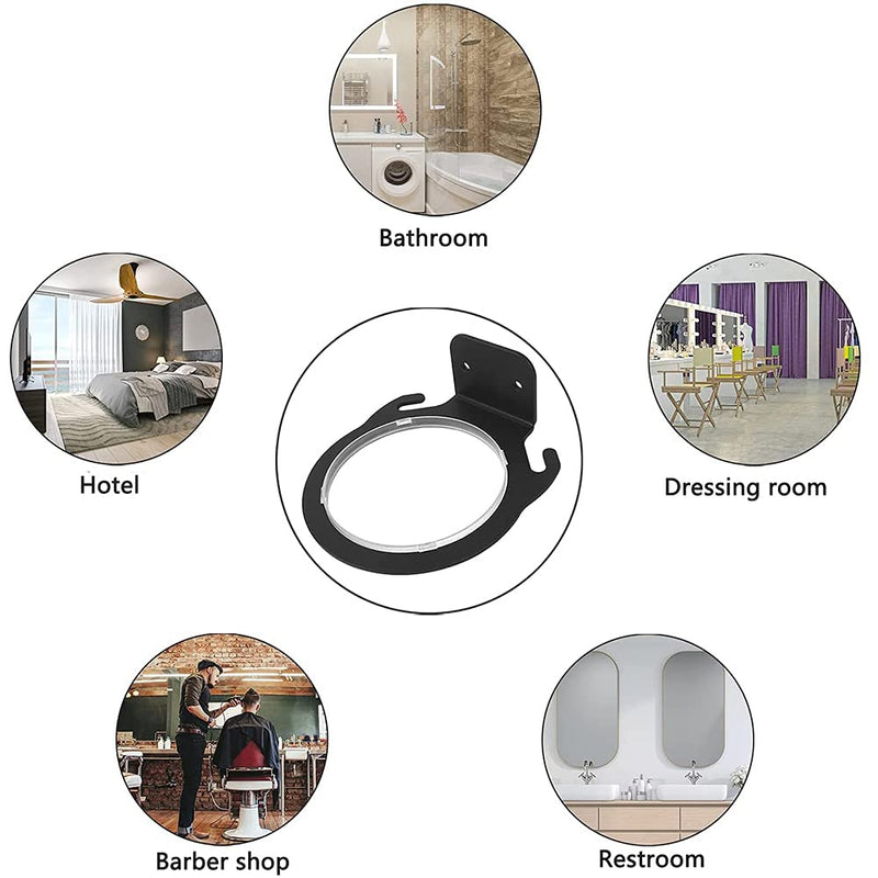 [Australia] - NganSuRong Hair Dryer Holder Wall Mount Stand Rack Bracket Shelf Bathroom Salon Storage Organizer Stainless Steel Hairdressing Dryer Hanger Black 