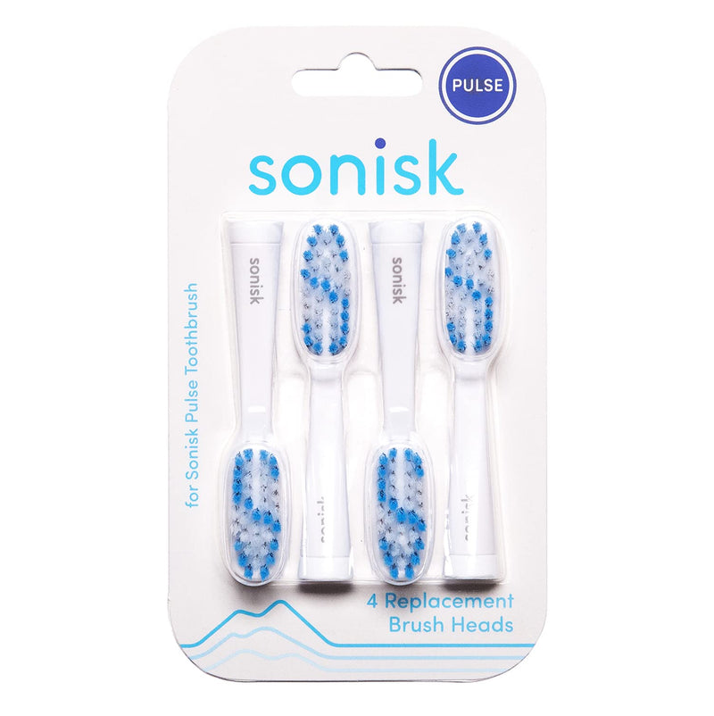 [Australia] - Sonisk Pulse | Electric Toothbrush Heads | 4X Replacement Heads for Sonisk Pulse | Antimicrobial Head | 31,000 Strokes Per Minute 