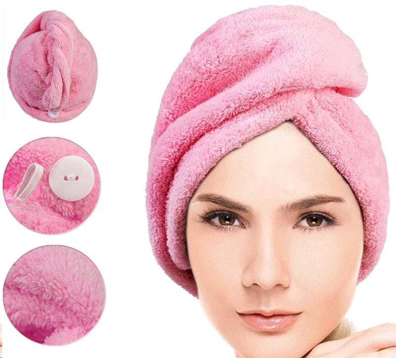 [Australia] - Microfiber Towel Wrap for Hair Quick Dry Hair Turban Soft Super Absorbent Hair Towel Wrap for Women Girl Long Thick & Curly Hair 2 Pack (Pink & Purple) 